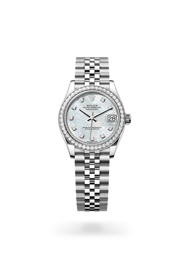  Datejust 31 with Oyster, 31 mm, Oystersteel, white gold and diamonds