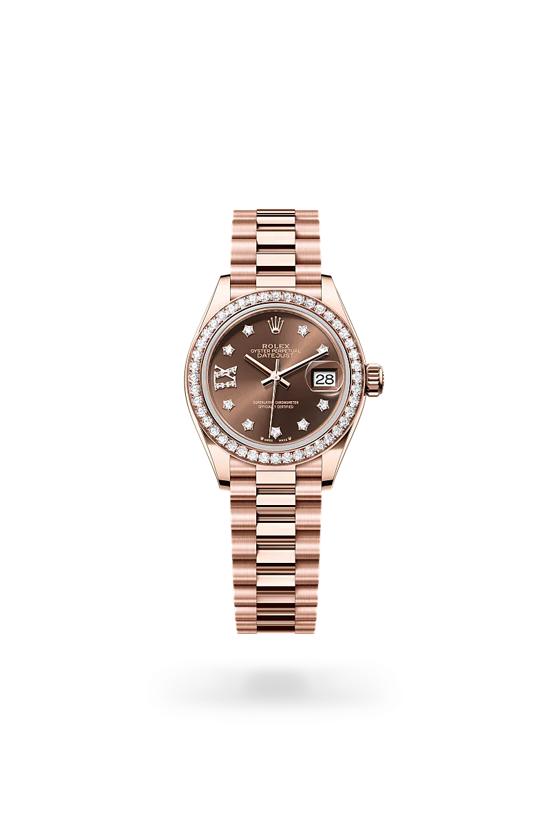  Lady-Datejust with Oyster, 28 mm, Everose gold and diamonds