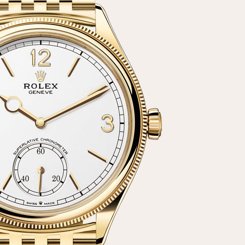 Dial closeup of a Rolex 1908 watch