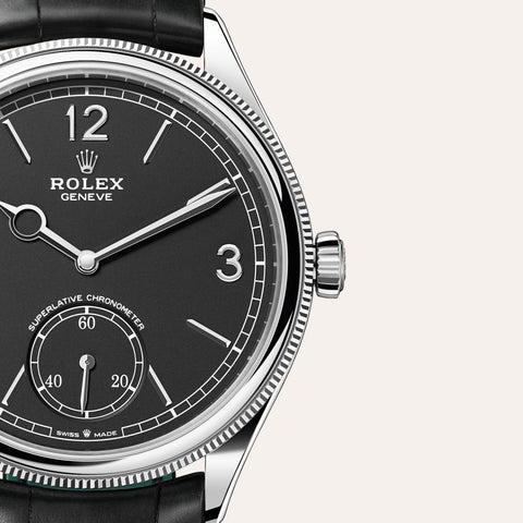 Dial closeup of a Rolex 1908 watch