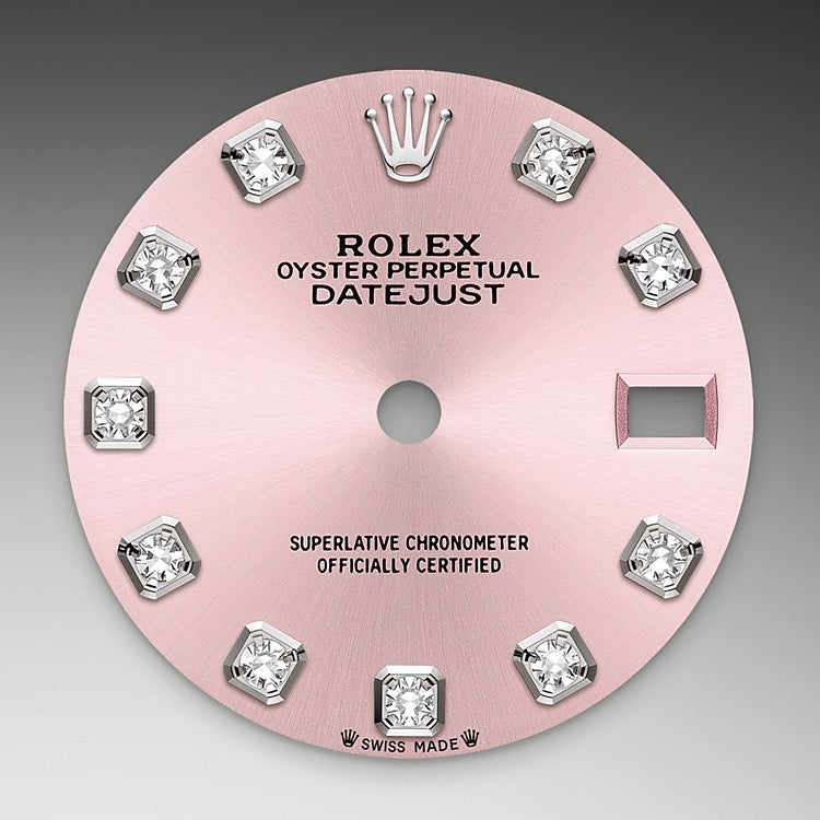 Pink Dial on Rolex Lady-Datejust in Oystersteel, White Gold, and Diamonds - M279384RBR-0004 at Fink's Jewelers