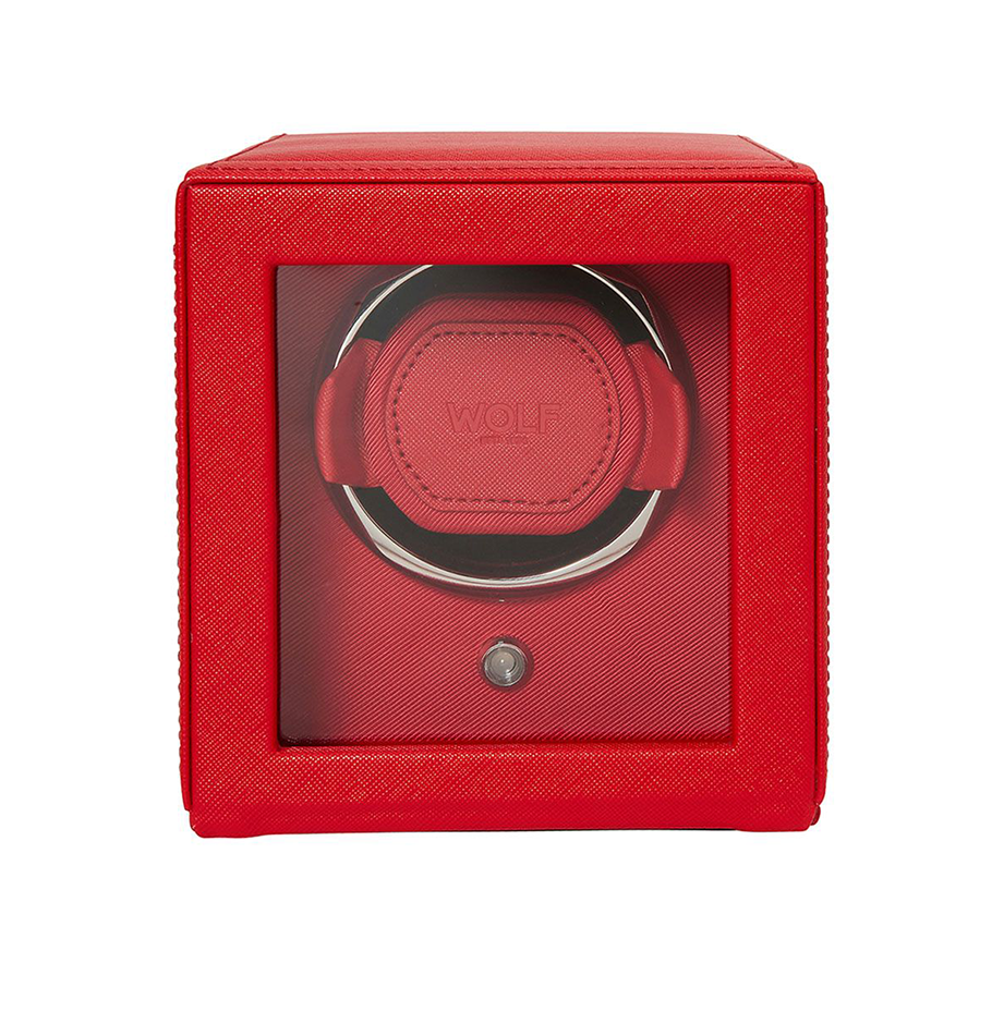 WOLF Cub Single Watch Winder with Cover in Tutti Frutti Red
