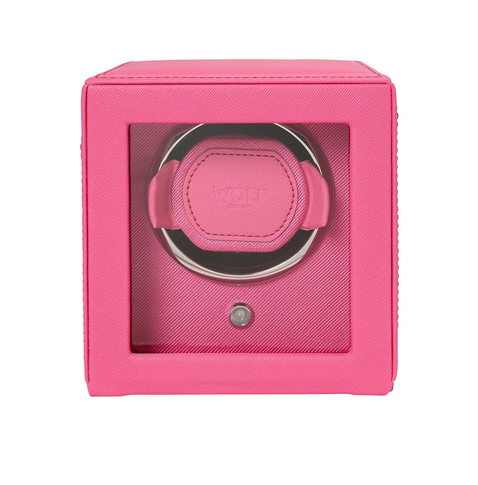 WOLF Cub Single Watch Winder with Cover in Tutti Frutti Pink