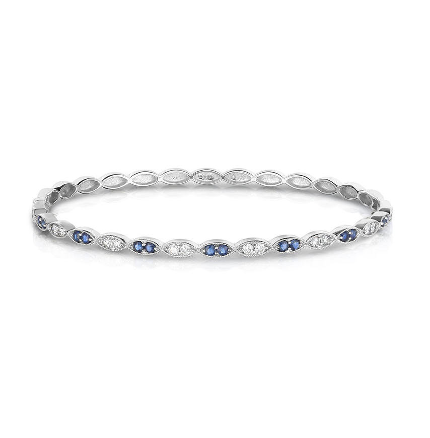 Sabel Collection 14K White Gold Sapphire and Diamond Marquise Accent Bracelet