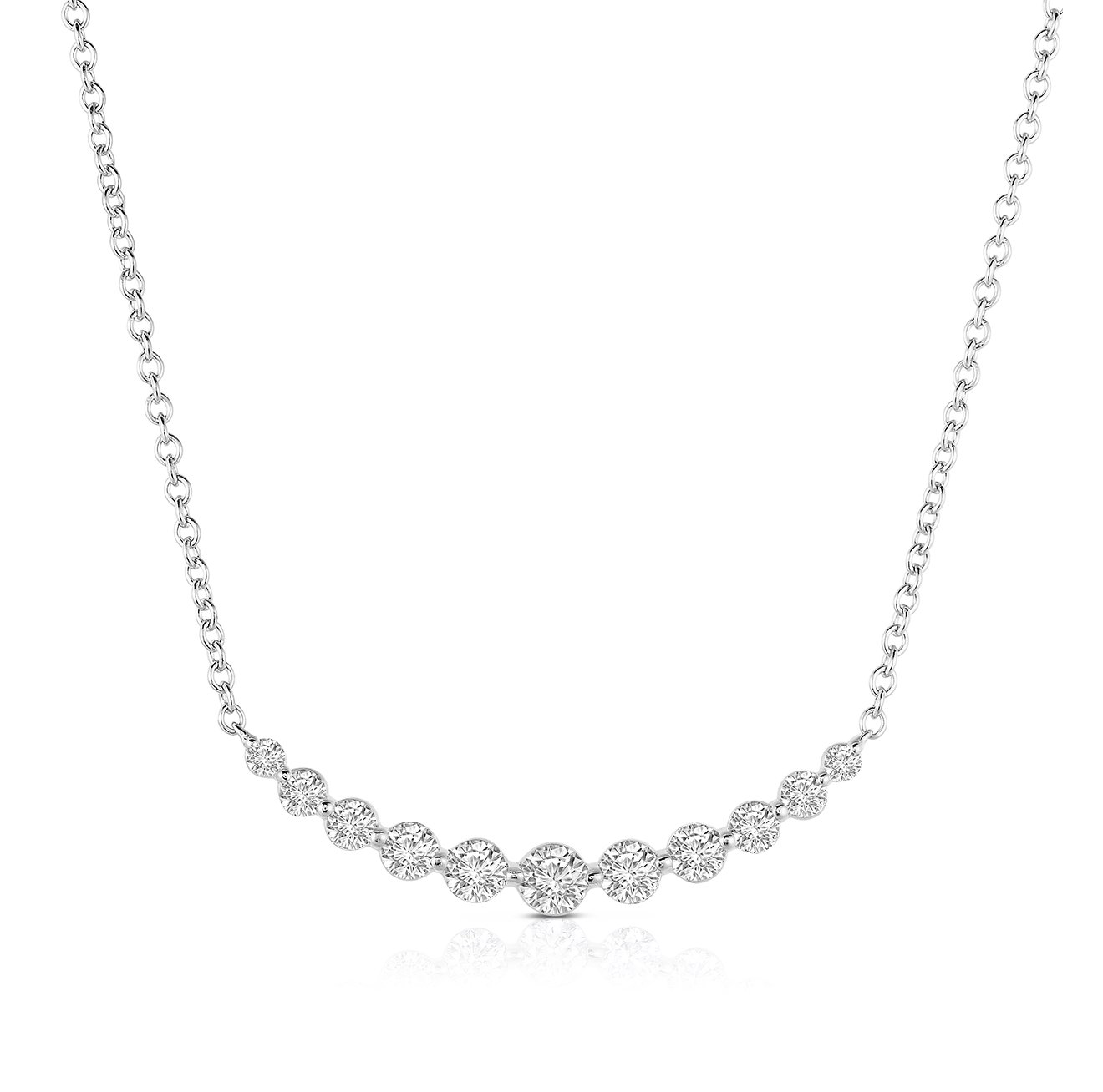 Sabel Collection 14K White Gold Diamond Curved Bar Pendant