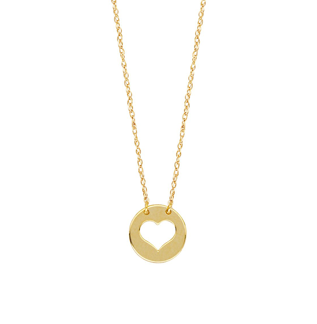 Sabel Everyday Collection 14K Yellow Gold Cutout Heart Mini Disc Necklace