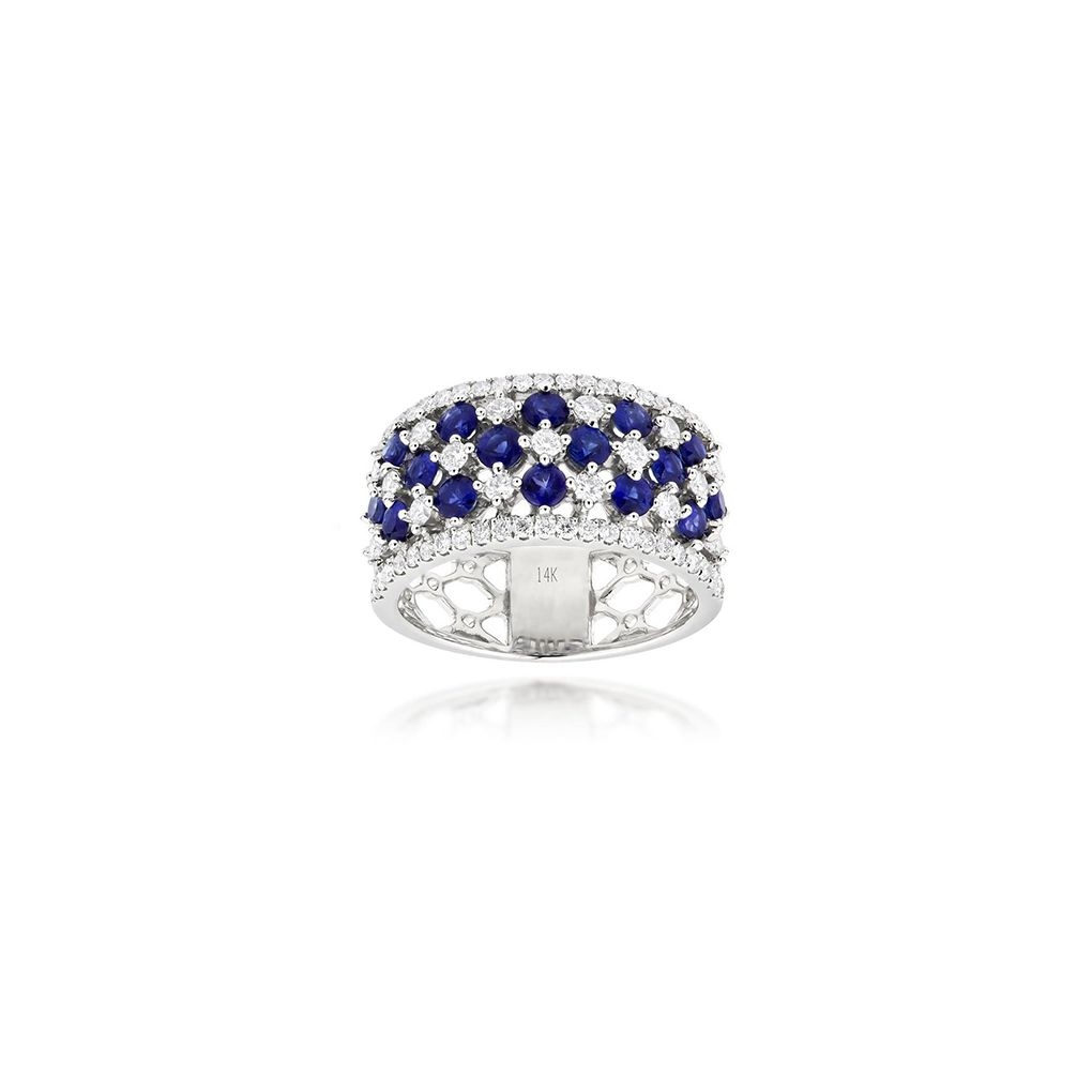 Sabel Collection 14K White Gold Sapphire and Diamond Five Row Ring