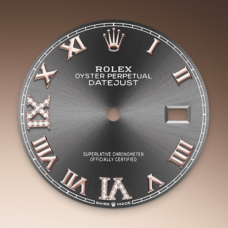 Slate Dial on Rolex Datejust 36 in Oystersteel, Everose Gold, and Diamonds - M126281RBR-0011 at Fink's Jewelers