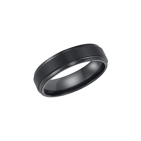 Triton Black Tungsten Step Edge Men's Wedding Bands | Fink's