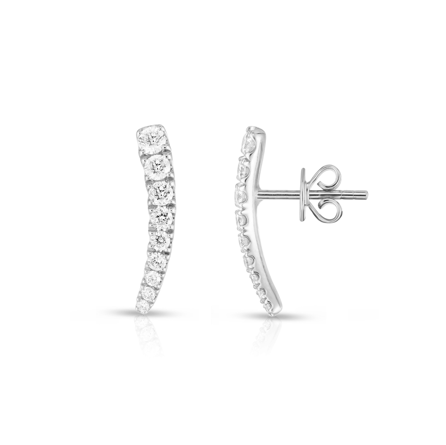 Sabel 14K White Gold Round Diamond Curved Climber Earrings