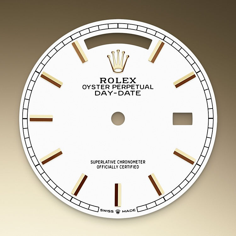White Dial on Rolex Day-Date 36 in Yellow Gold - M128238-0081 at Fink's Jewelers