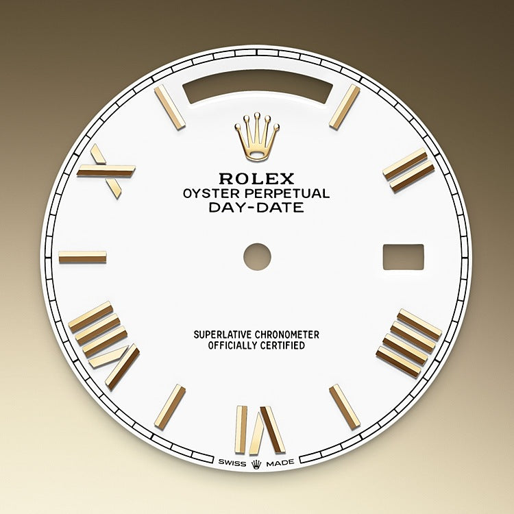 White Dial on Rolex Day-Date 40 in Yellow Gold - M228238-0042 at Fink's Jewelers
