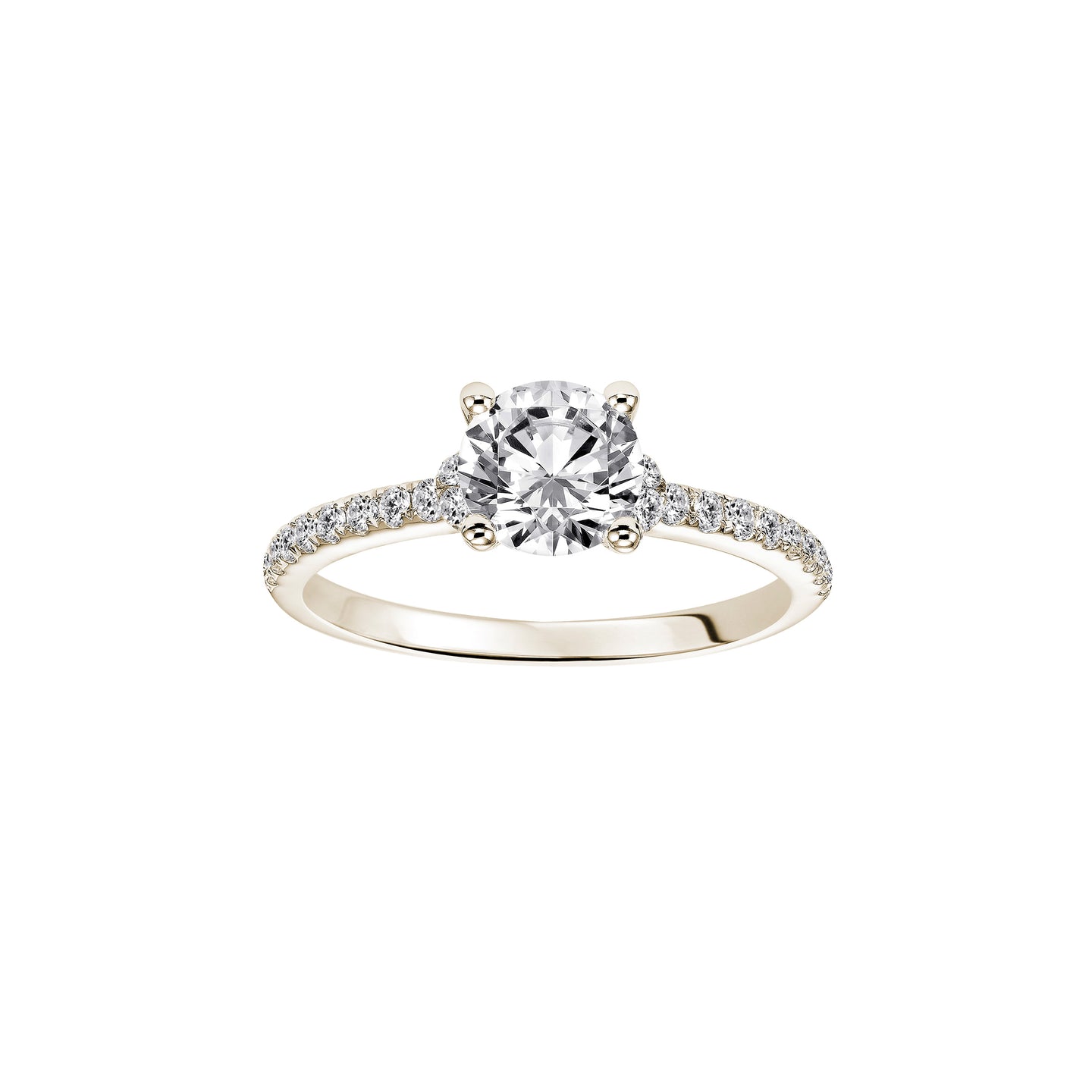 Fink's Exclusive 14K Yellow Gold Round Diamond and Diamond Shank Engagement Ring