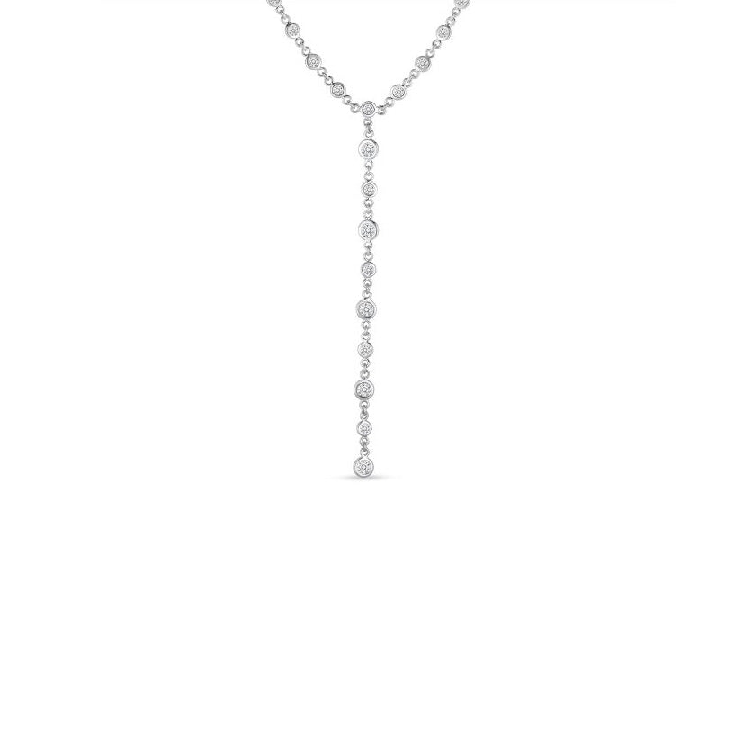 Roberto Coin Diamonds by the Inch 18K White Gold Diamond Bezel Lariat Necklace