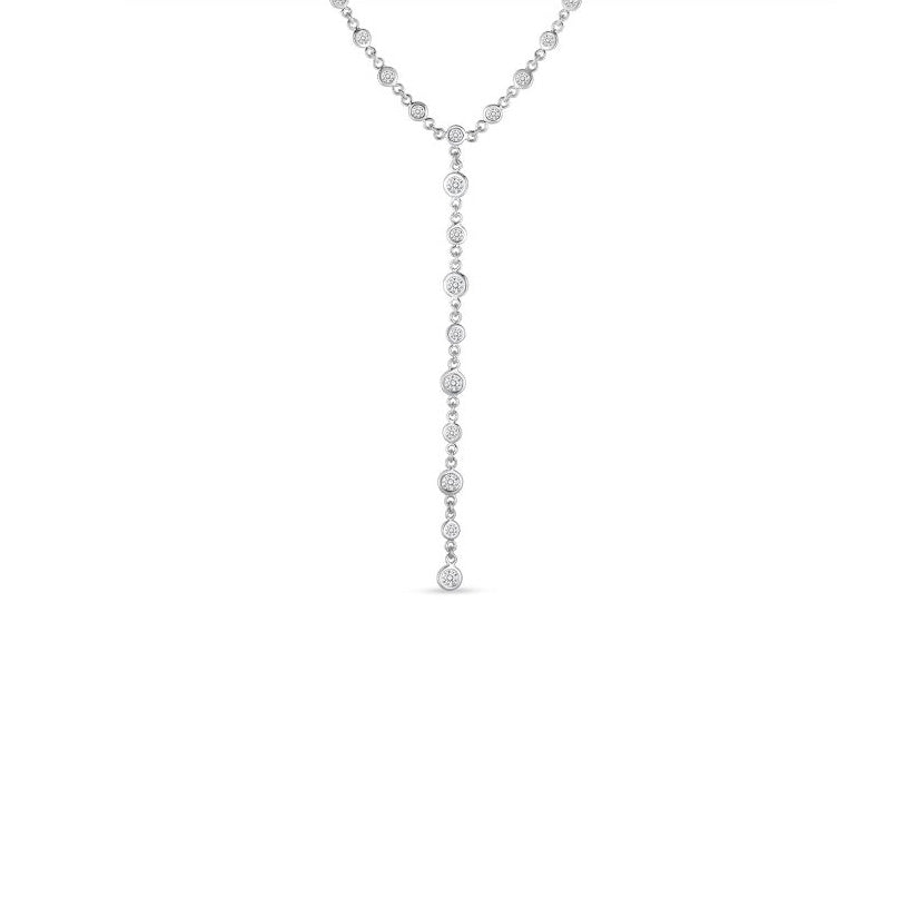 Roberto Coin Diamonds by the Inch 18K White Gold Diamond Bezel Lariat Necklace
