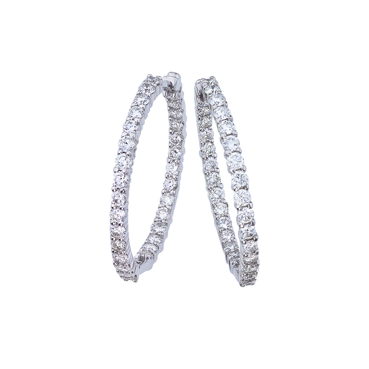 Roberto Coin Perfect Diamond Hoops Medium 18K White Gold Diamond Hoop  Earrings