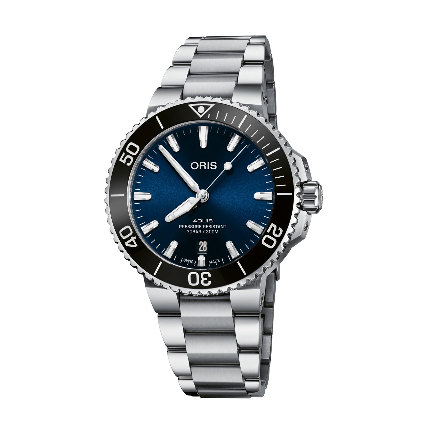 Oris Aquis Date Automatic Dark Blue Dial Watch with Bracelet