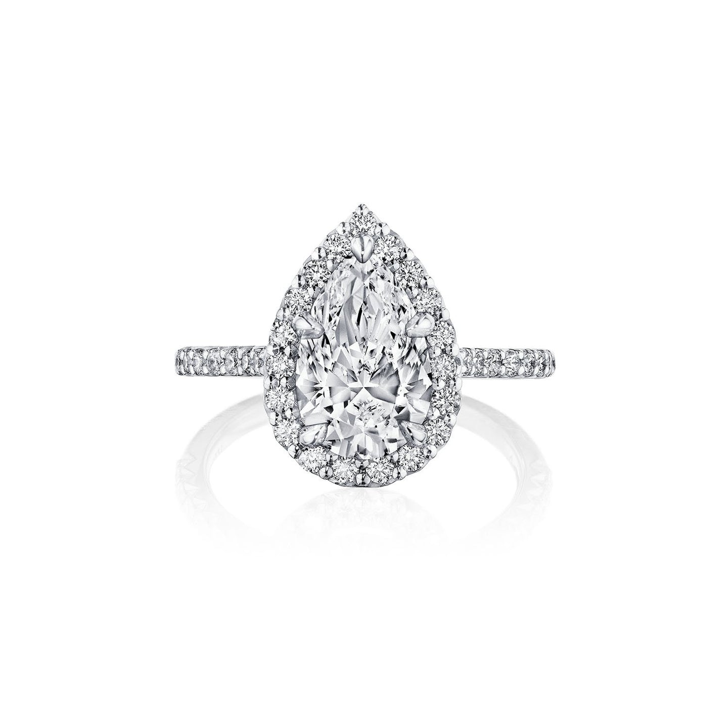 Fink's Exclusive Platinum Pear Shape Diamond Halo Engagement Ring