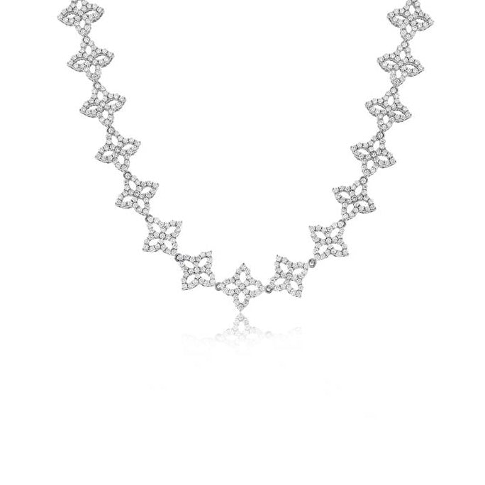 Roberto Coin Diamond Princess 18K White Gold Outline Necklace