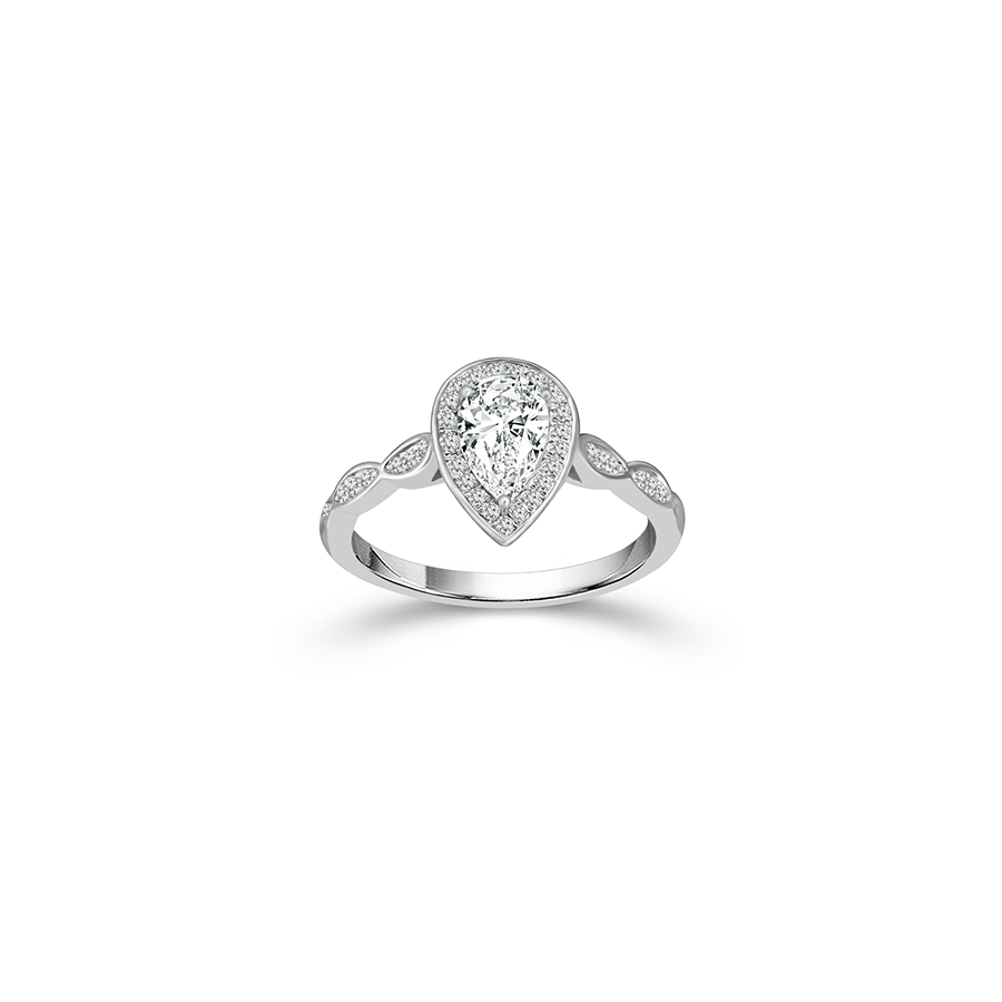 Fink's Exclusive 14K White Gold Pear Diamond Center Stone Engagement Ring