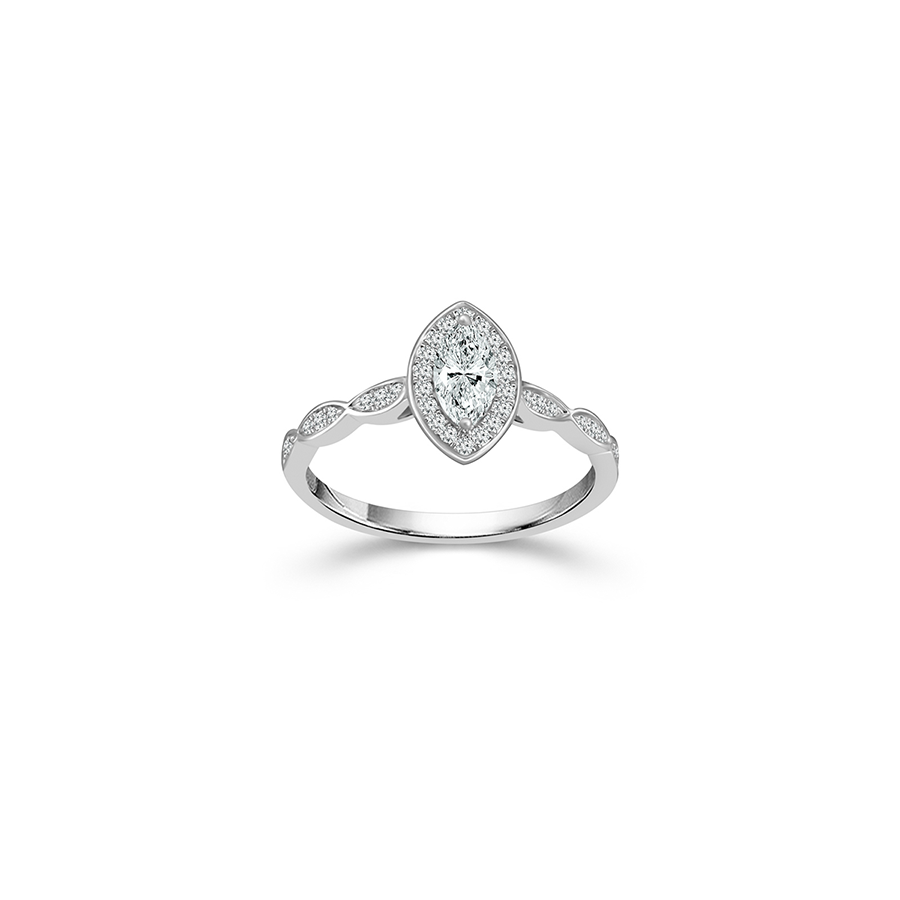 Fink's Exclusive 14K White Gold Marquise Diamond Center Stone Engagement Ring