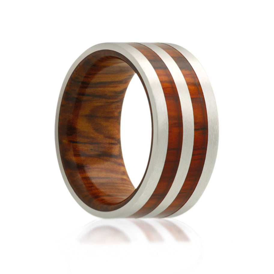 8mm Cobalt Men's Wedding Band, Cocobolo Wood Inlay Fink's