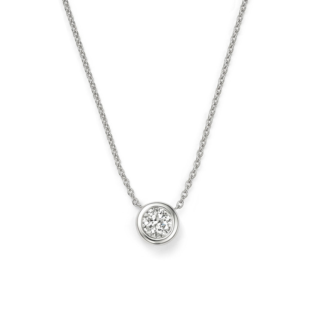 Roberto Coin Tiny Treasures 18K White Gold Bezel Set Diamond Station Necklace