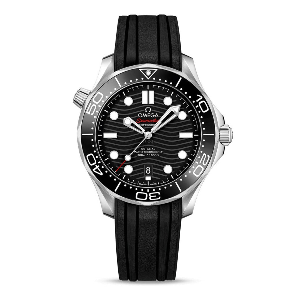 Men's OMEGA Seamaster Diver Watch Co-Axial Master Chronometer Presented on Black Rubber Strap