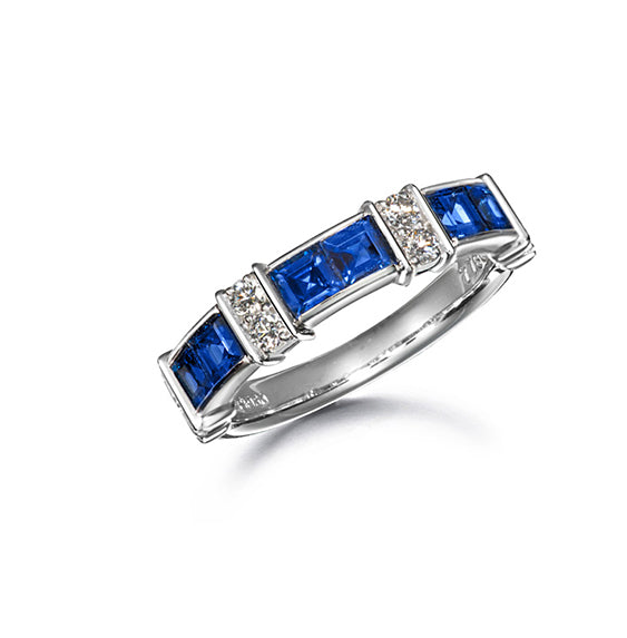 SUWA Platinum Sapphire and Diamond Anniversary Ring