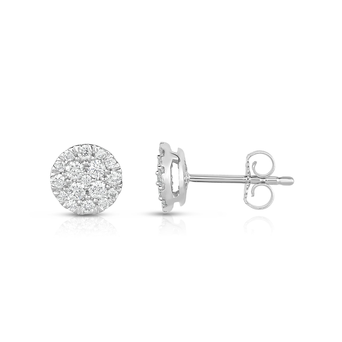 Sabel Collection 14K White Gold Round Pave Diamond Cluster Stud Earrings