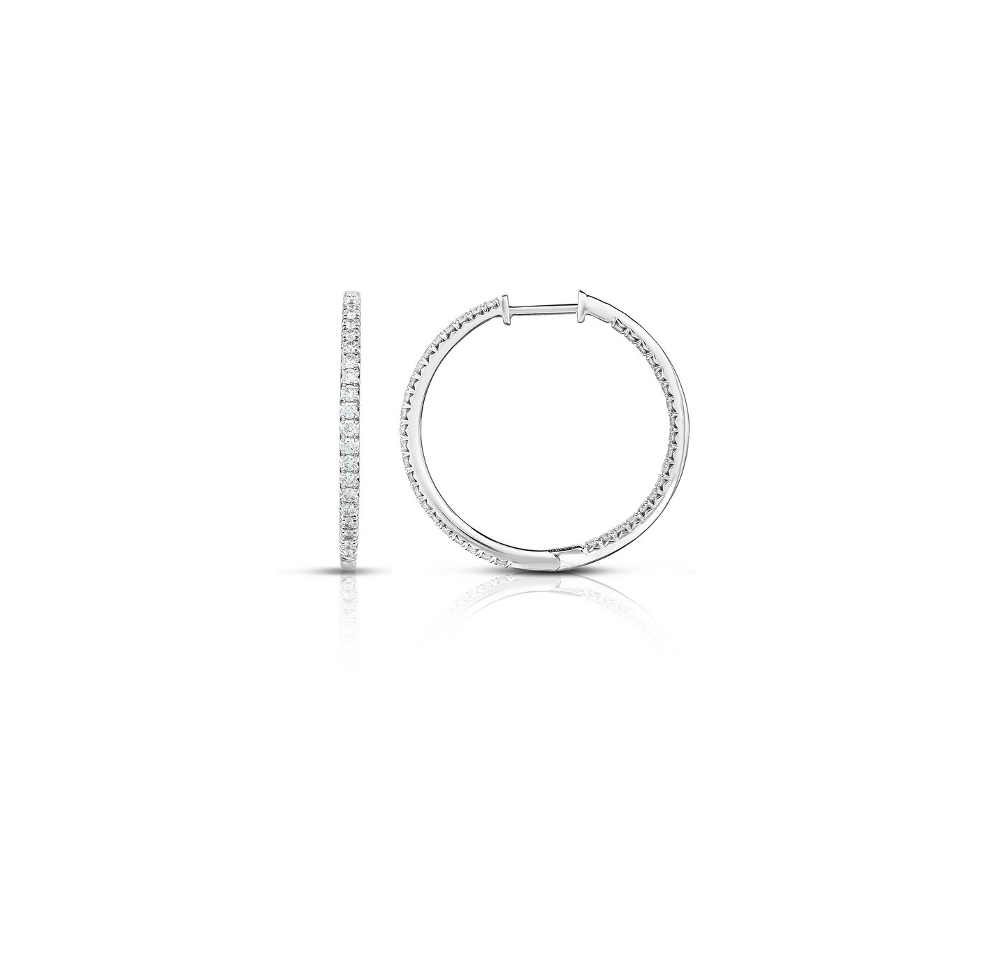 Sabel Collection White Gold Inside Out Diamond Hoop Earrings