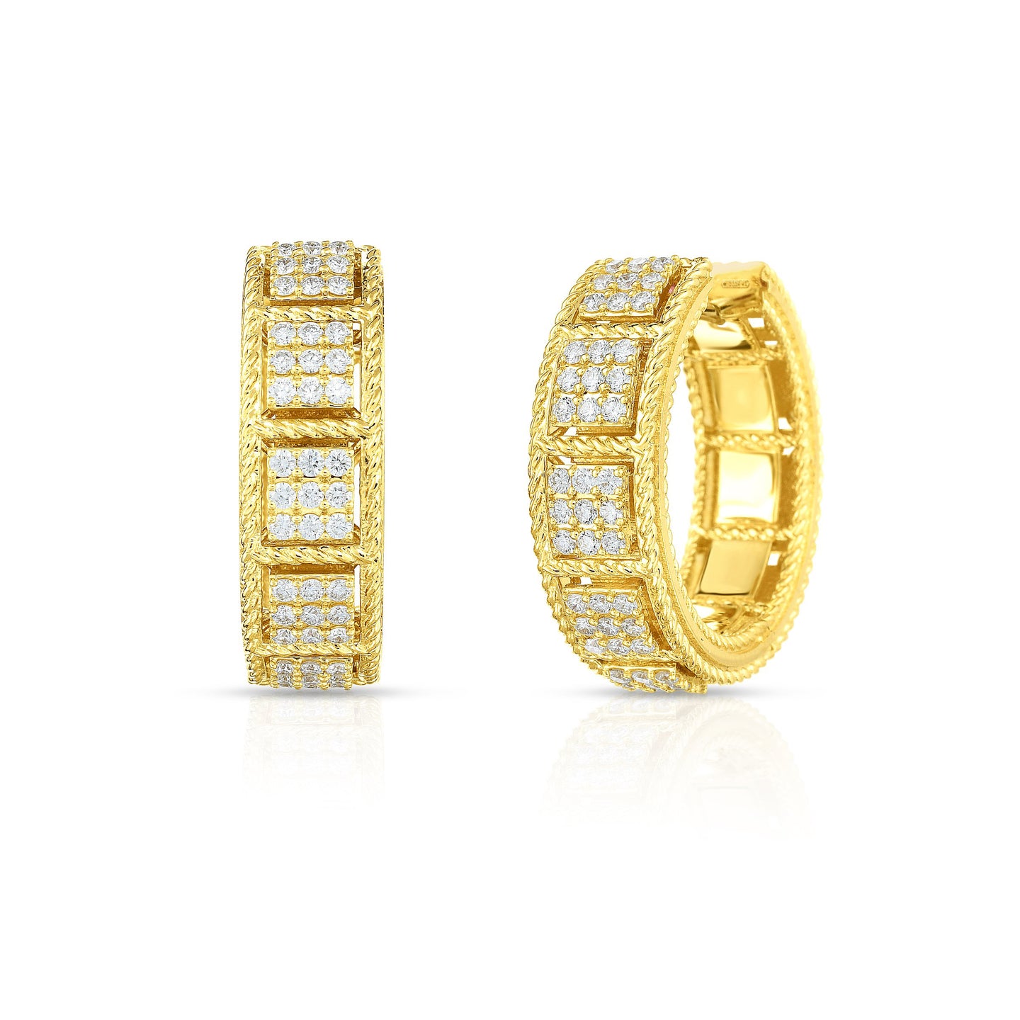 Roberto Coin Roman Barocco 18K Yellow Gold Diamond Hoop Earrings