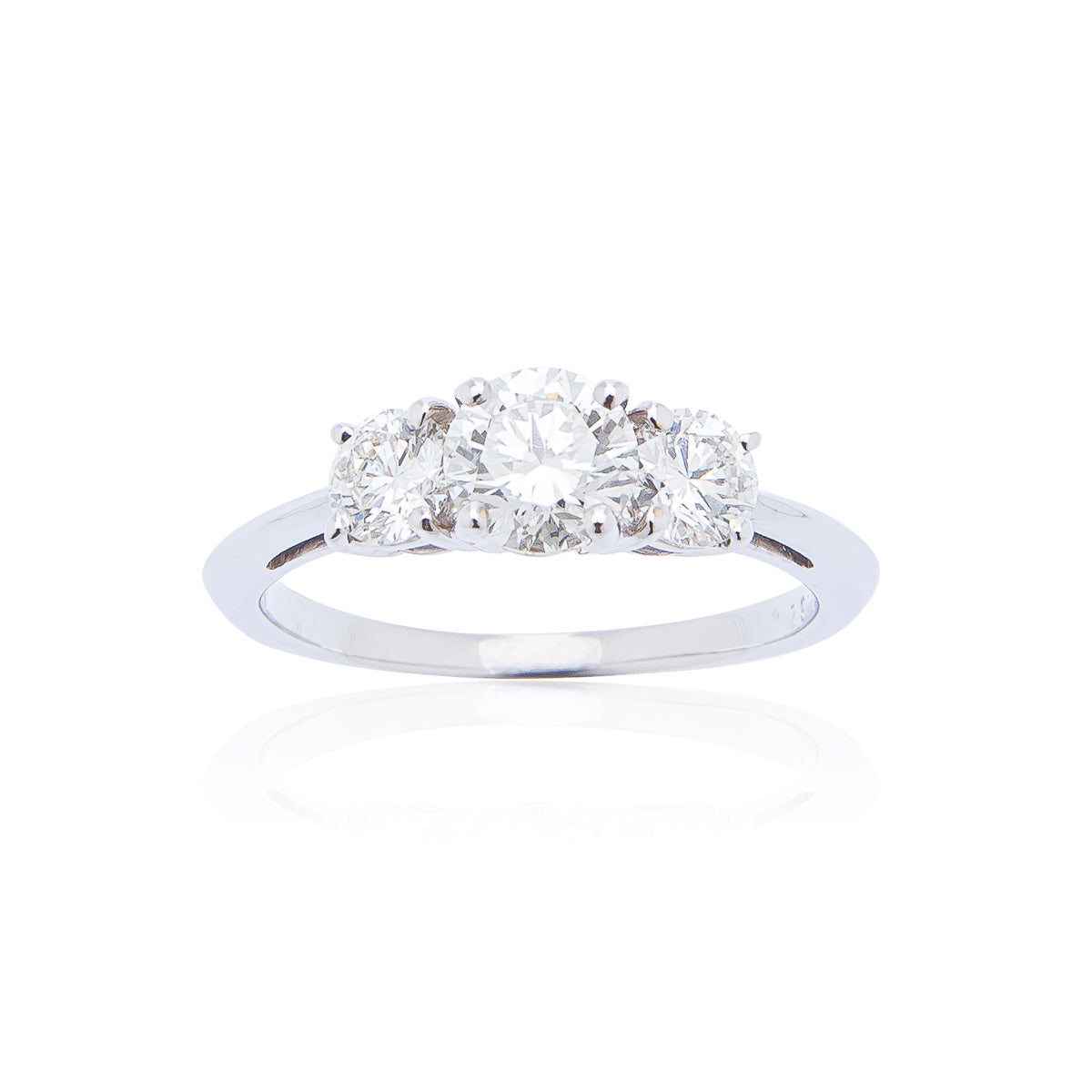 Fink's Exclusive 18K White Gold Round Three Stone Engagement Ring