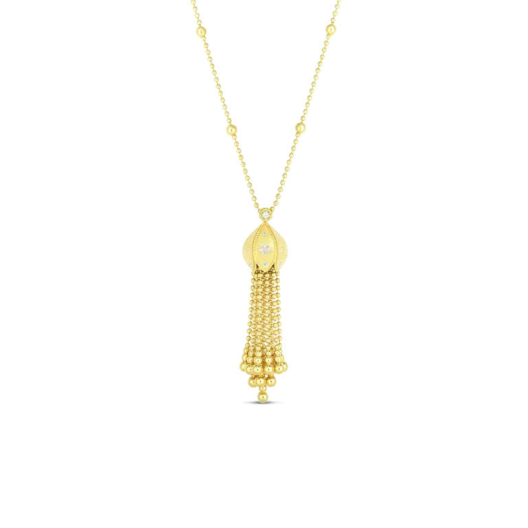 Roberto Coin Princess Diamond 18K Yellow Gold Tassel Necklace