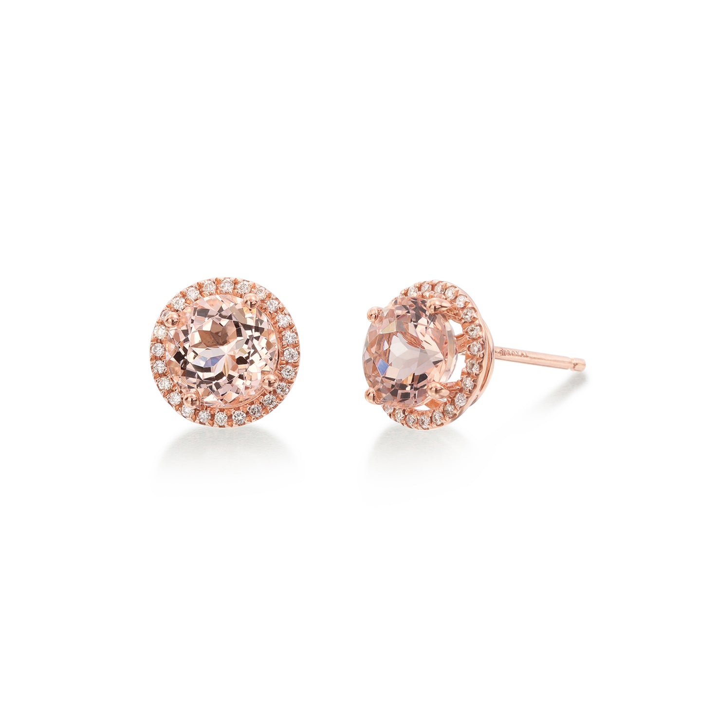 Sabel Collection 14K Rose Gold Morganite and Diamond Halo Stud Earrings