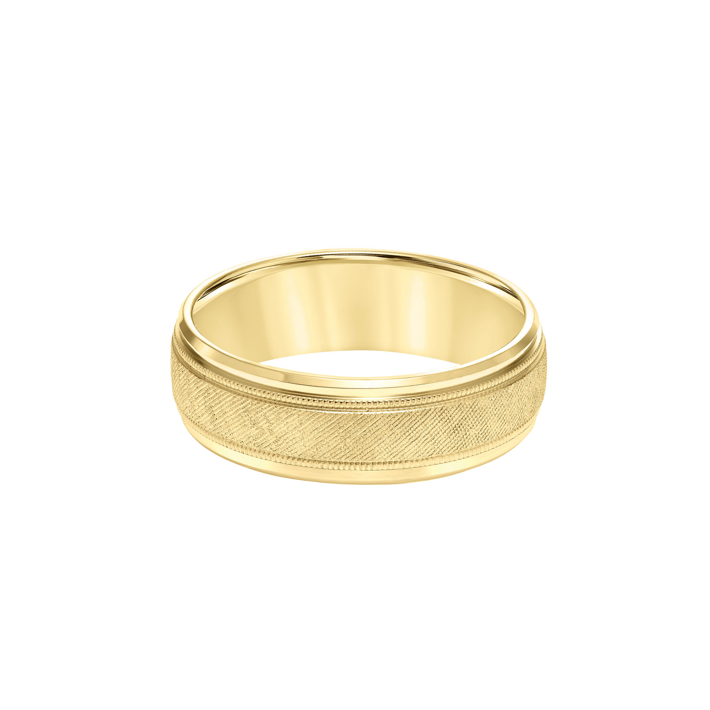 Fink's 14K Yellow Gold Dome Step Edge Engraved Band