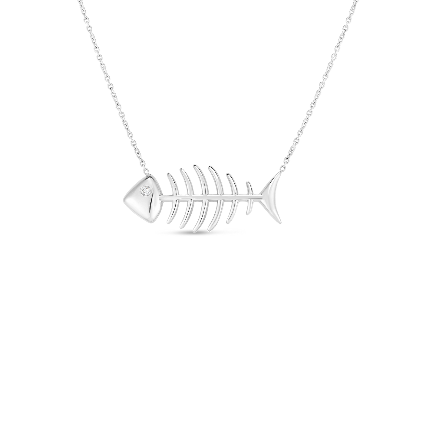 Roberto Coin Tiny Treasure 18KW White Gold Fishbone Pendant