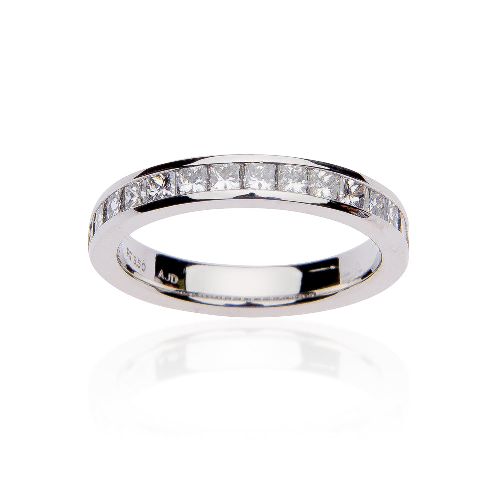 Fink's 18K White Gold Channel Set Princess Diamond Half-Way Wedding Band