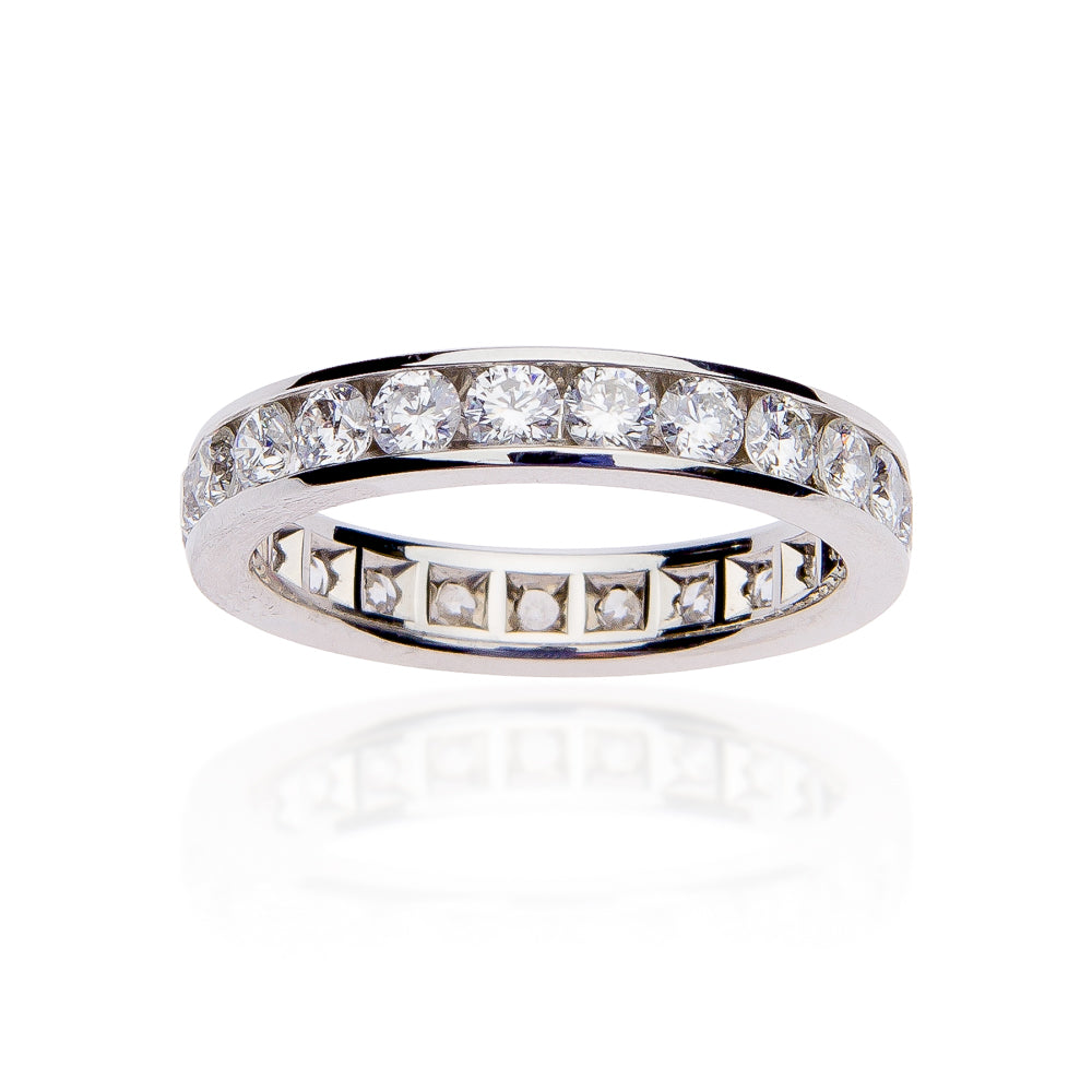 Fink's Platinum Channel Set Round Diamond Eternity Wedding Band