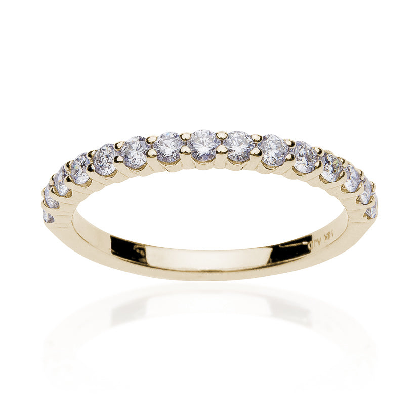 Fink's 18K Yellow Gold Prong Set Diamond Wedding Band 