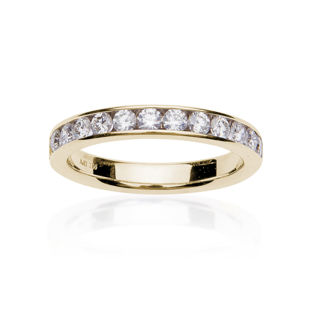 Fink's 18K Yellow Gold Round Diamond Channel Set Wedding Band 