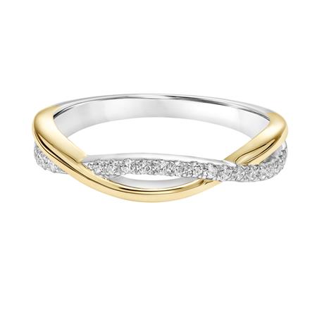 Fink's 14K White and Yellow Gold Diamond Crossover Wedding Band