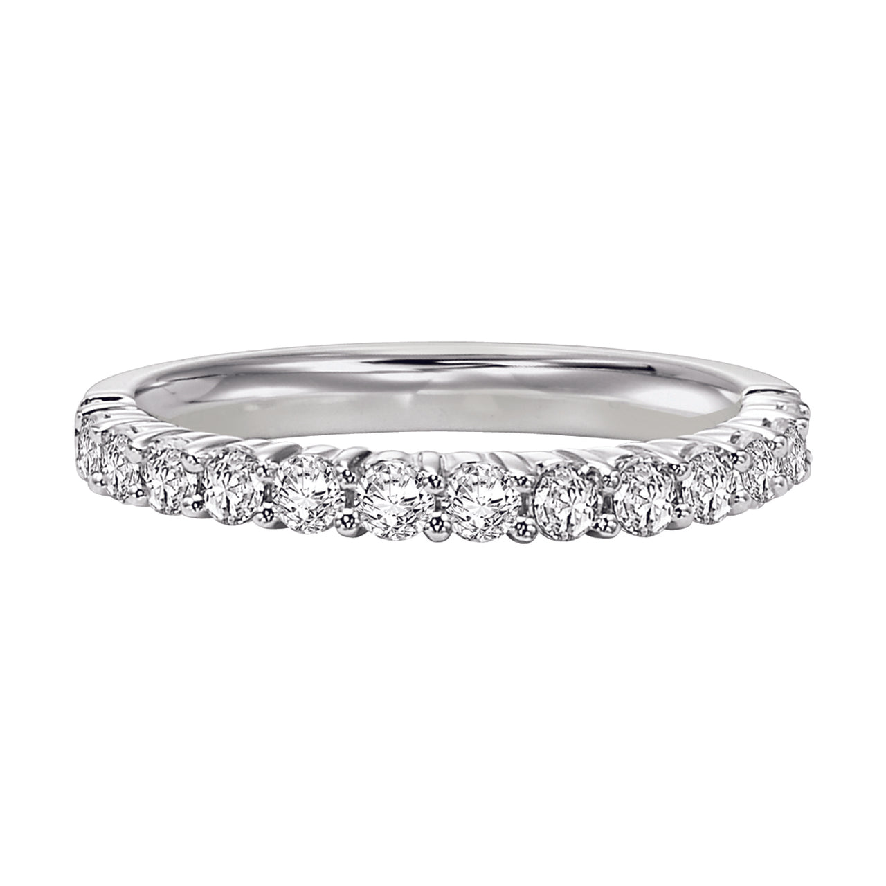 Fink's 14K White Gold 13 Stone Shared Prong Wedding Band