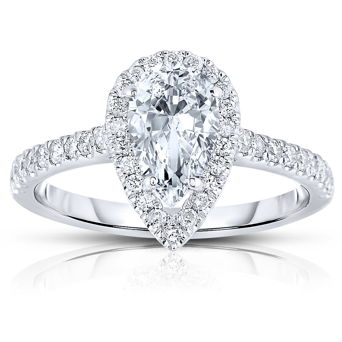 Pear Shape Diamond with Halo Engagement Ring