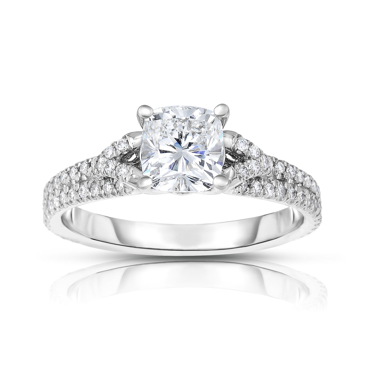 Fink's Exclusive Platinum Cushion Cut Diamond Shank Engagement Ring