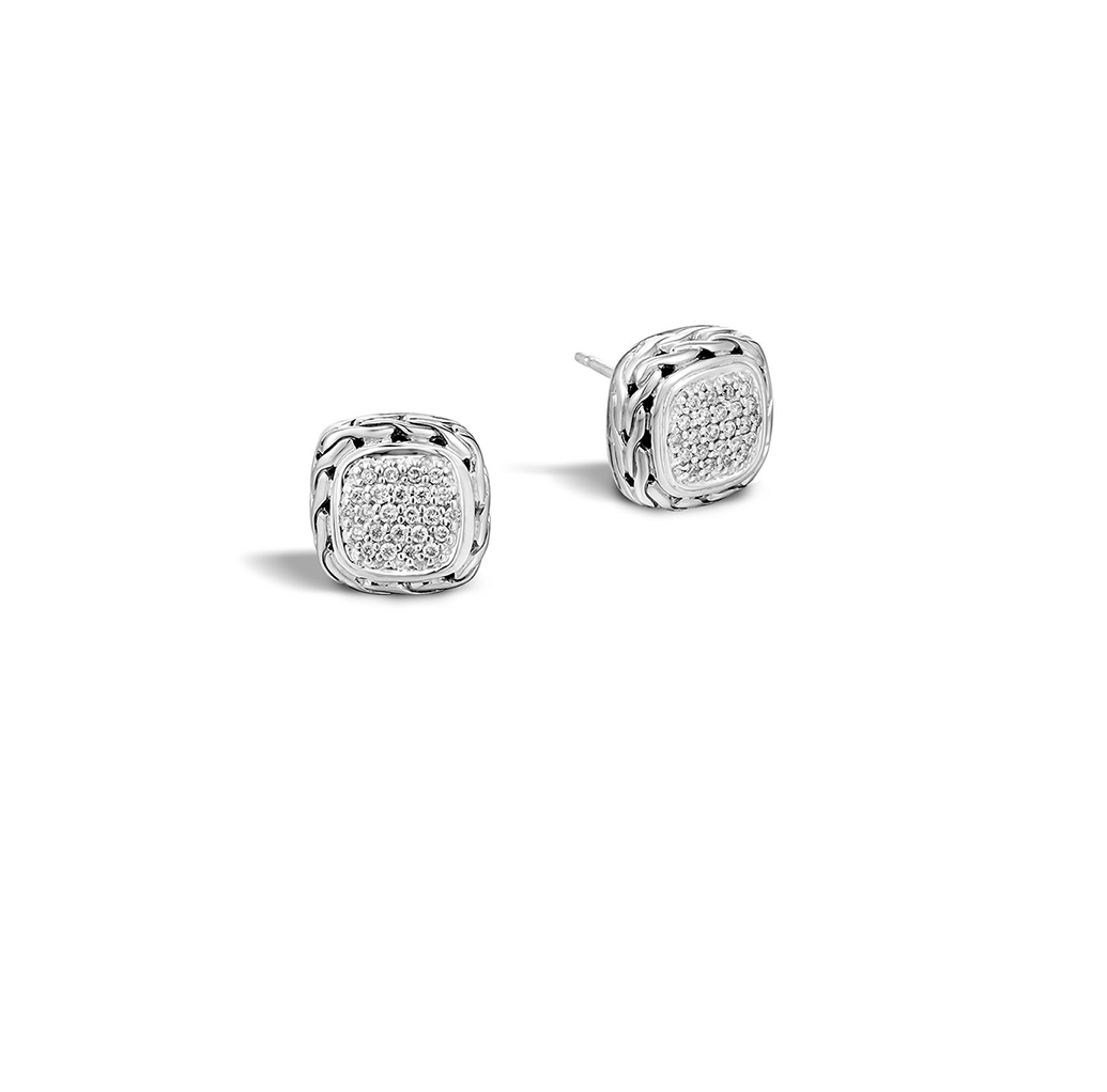 Classic Chain Earrings with Diamond Pavé John Hardy | Fink's