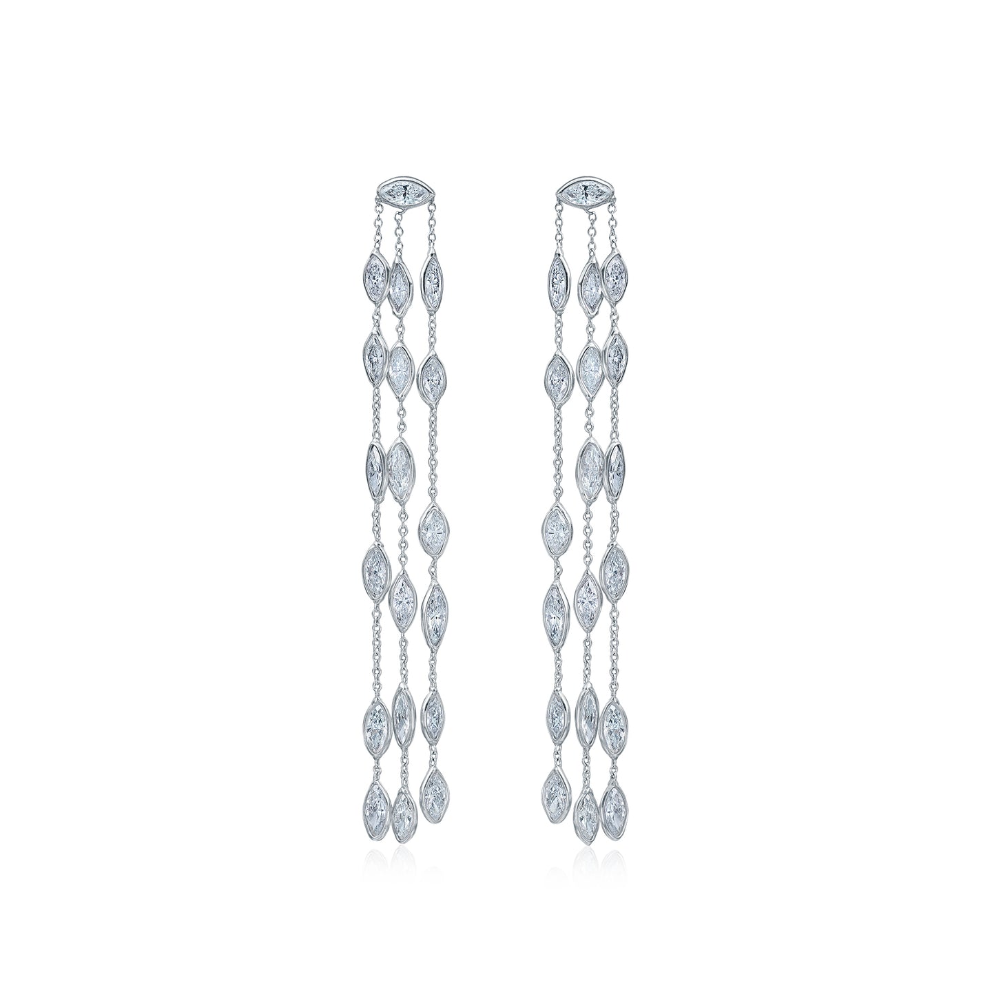 Sabel Collection 18K White Gold Marquise Diamond Chain Dangle Earring