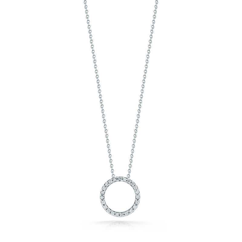 Roberto Coin Tiny Treasures Small White Gold and Diamond Circle Pendant
