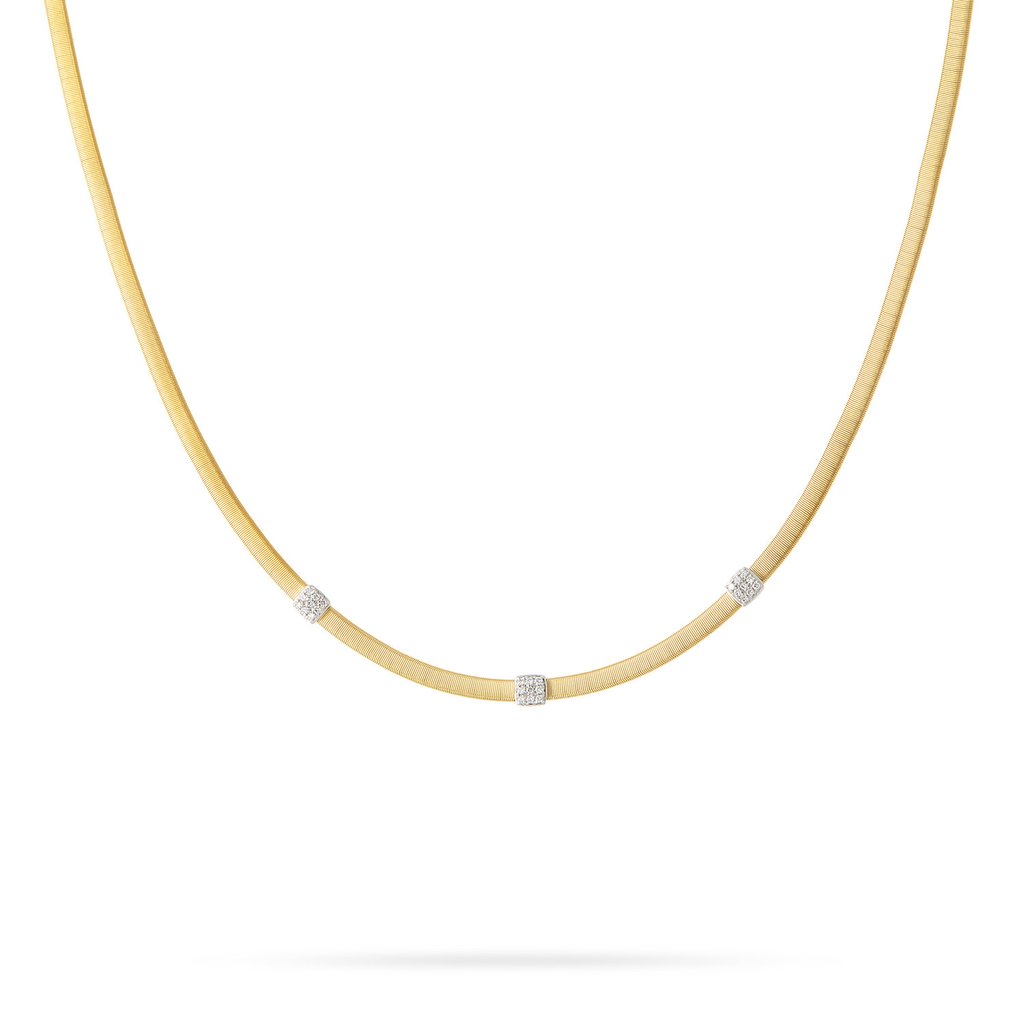 Marco Bicego Masai 18K Yellow Gold Diamond Triple Station Necklace