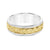 Men&#39;s 7.5mm Filigree Engraved White and Yellow Gold Wedding Band